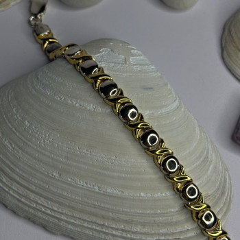 Italy 925 Sterling Silver & Gold Plated Bracelet Length 7
