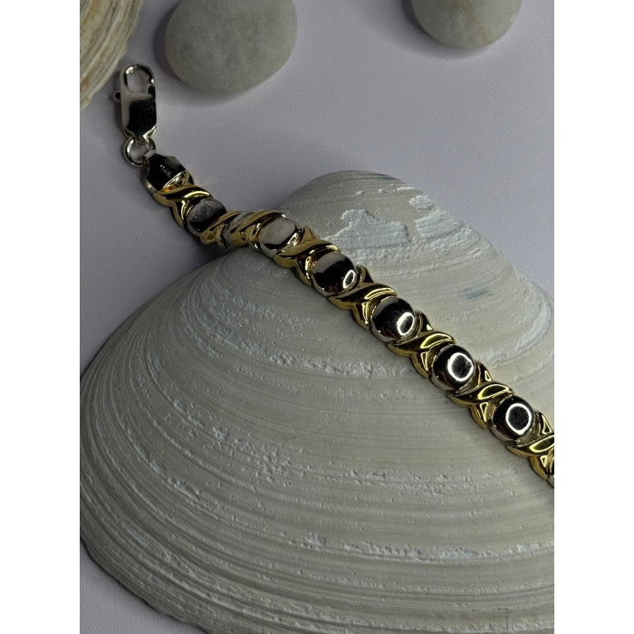 Italy 925 Sterling Silver & Gold Plated Bracelet Length 7
