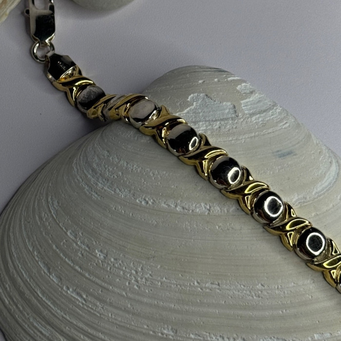 Italy 925 Sterling Silver & Gold Plated Bracelet Length 7