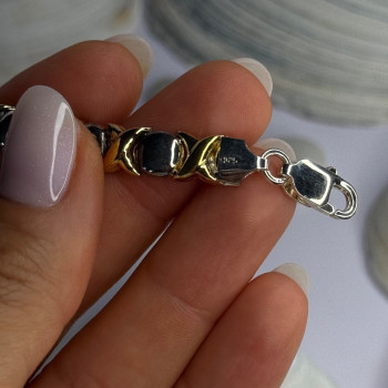 Italy 925 Sterling Silver & Gold Plated Bracelet Length 7