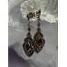 925 Sterling Silver Garnet & Marcasite Earrings Length 1.5 Inch