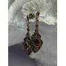 925 Sterling Silver Garnet & Marcasite Earrings Length 1.5 Inch