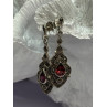 925 Sterling Silver Garnet & Marcasite Earrings Length 1.5 Inch