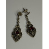 925 Sterling Silver Garnet & Marcasite Earrings Length 1.5 Inch