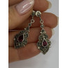925 Sterling Silver Garnet & Marcasite Earrings Length 1.5 Inch
