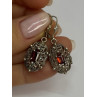 925 Sterling Silver Garnet & Marcasite Earrings Length 1.4 Inch
