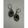 925 Sterling Silver Garnet & Marcasite Earrings Length 1.4 Inch