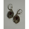 925 Sterling Silver Garnet & Marcasite Earrings Length 1.4 Inch