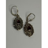 925 Sterling Silver Garnet & Marcasite Earrings Length 1.4 Inch