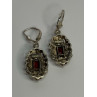 925 Sterling Silver Garnet & Marcasite Earrings Length 1.4 Inch