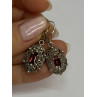 925 Sterling Silver Garnet & Marcasite Earrings Length 1.4 Inch