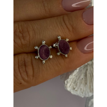 925 Sterling Silver Turtle Agate Earrings Length 0.50 inch