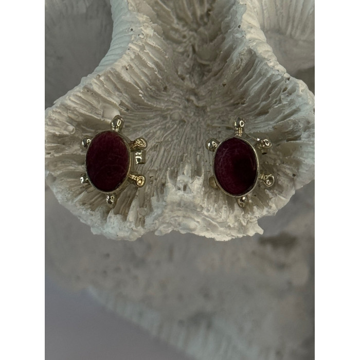 925 Sterling Silver Turtle Agate Earrings Length 0.50 inch
