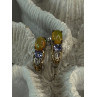 925 Sterling Silver Yellow Opal & Tanzanite Earrings Length 0.70 inch