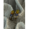 925 Sterling Silver Yellow Opal & Tanzanite Earrings Length 0.70 inch