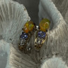 925 Sterling Silver Yellow Opal & Tanzanite Earrings Length 0.70 Inch