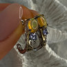 925 Sterling Silver Yellow Opal & Tanzanite Earrings Length 0.70 Inch