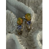 925 Sterling Silver Yellow Opal & Tanzanite Earrings Length 0.70 inch
