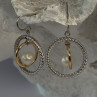 Elegant Design 925 Sterling Silver Gold Plated Part Pearl Earrings Length 1.30