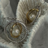 Elegant Design 925 Sterling Silver Gold Plated Part Pearl Earrings Length 1.30