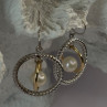 Elegant Design 925 Sterling Silver Gold Plated Part Pearl Earrings Length 1.30