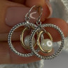 Elegant Design 925 Sterling Silver Gold Plated Part Pearl Earrings Length 1.30