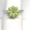 925 Sterling Silver Colorless Sapphire and Green Enamel 