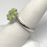 925 Sterling Silver Colorless Sapphire and Green Enamel 