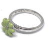 925 Sterling Silver Colorless Sapphire and Green Enamel 