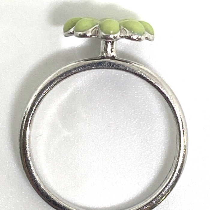 925 Sterling Silver Colorless Sapphire and Green Enamel 
