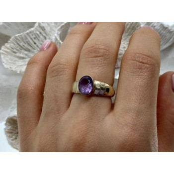 925 Sterling Silver Amethyst Ring Size 8