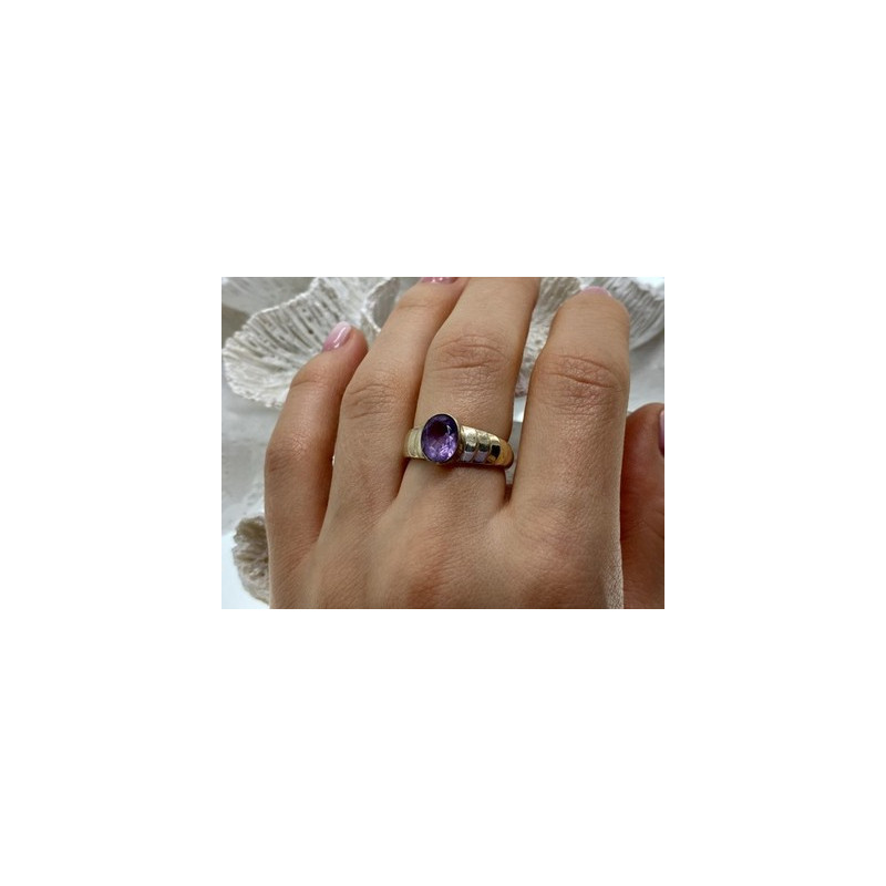 925 Sterling Silver Amethyst Ring Size 8