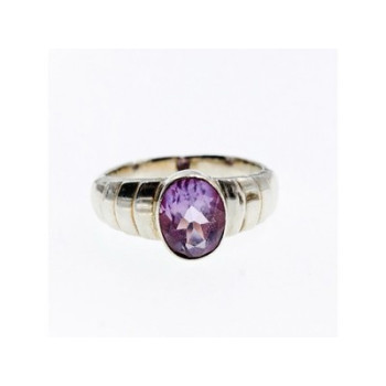 925 Sterling Silver Amethyst Ring Size 8