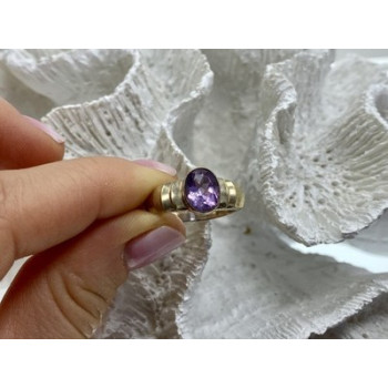 925 Sterling Silver Amethyst Ring Size 8
