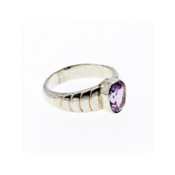 925 Sterling Silver Amethyst Ring Size 8
