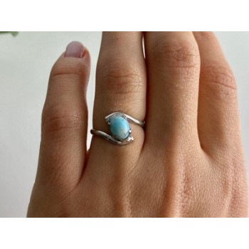 Vintage 925 Sterling Silver Larimar Ring Size 6.5