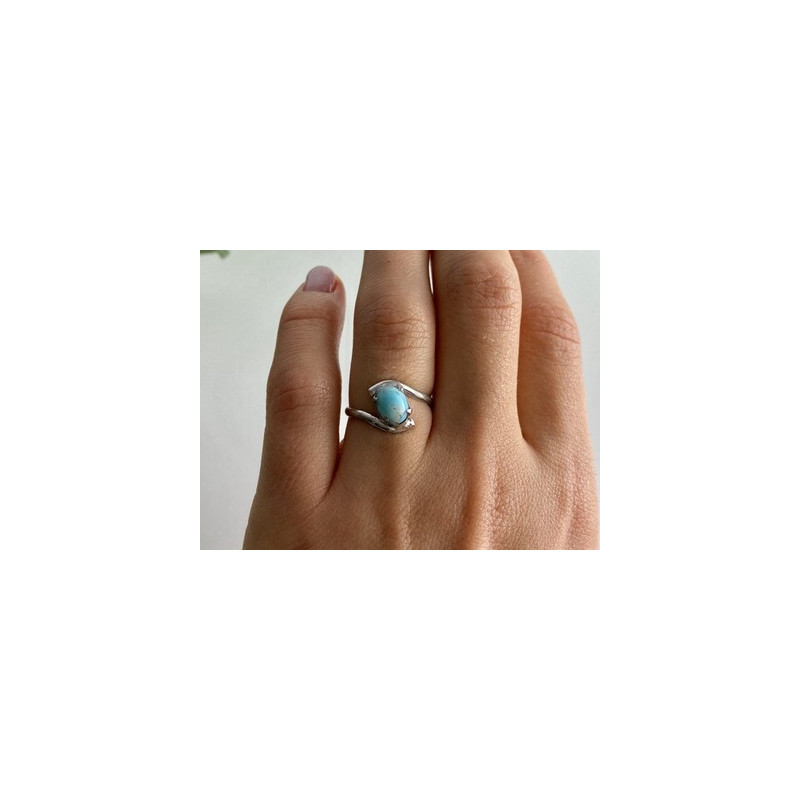 Vintage 925 Sterling Silver Larimar Ring Size 6.5