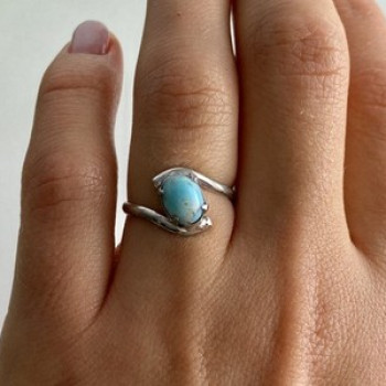 Vintage 925 Sterling Silver Larimar Ring Size 6.5