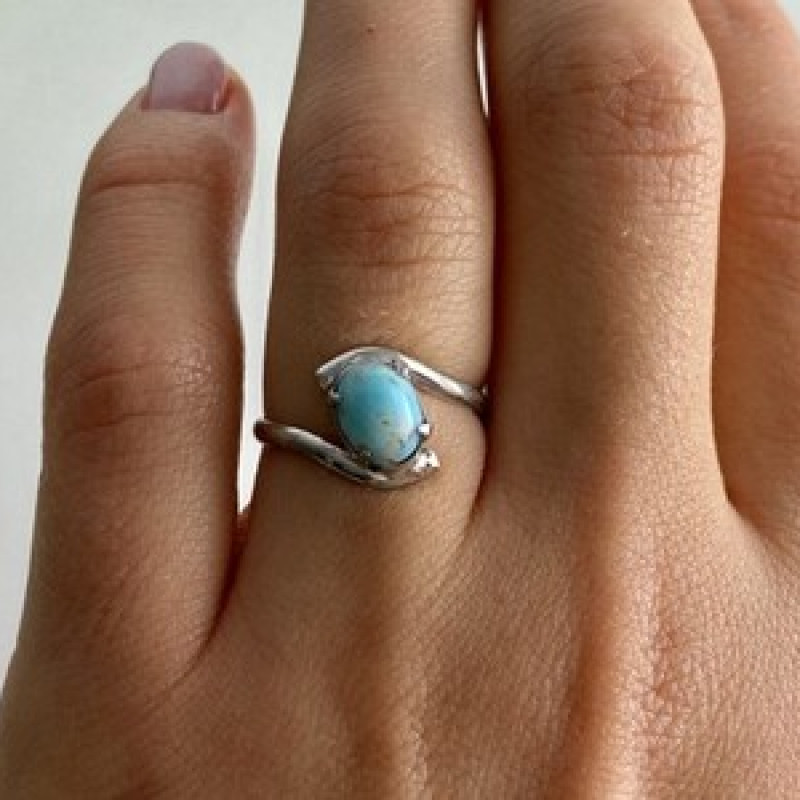 Vintage 925 Sterling Silver Larimar Ring Size 6.5