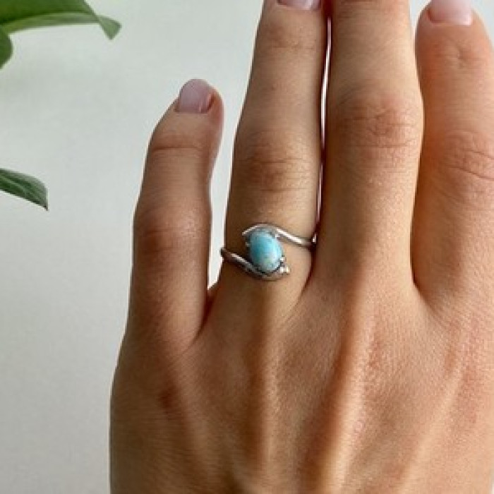 Vintage 925 Sterling Silver Larimar Ring Size 6.5