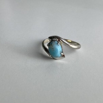 Vintage 925 Sterling Silver Larimar Ring Size 6.5