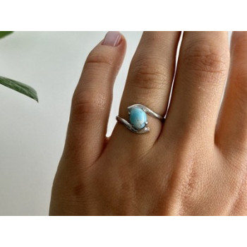 Vintage 925 Sterling Silver Larimar Ring Size 6.5