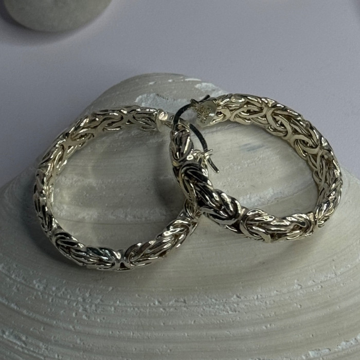 Elegant Design 925 Sterling Silver Earrings Length 1 Inch