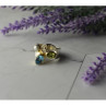 925 Sterling Silver Blue Spinel, Pearl & Peridot Ring Size 5.5