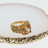 925 Sterling Silver Gold Plated Heliodor & CZ Ring Size 5.5