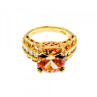 925 Sterling Silver Gold Plated Heliodor & CZ Ring Size 5.5