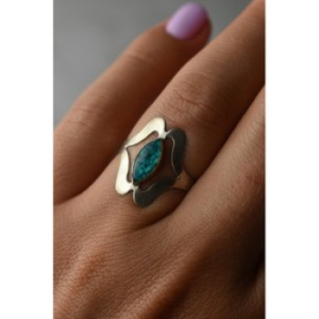 925 Sterling Silver Chinese Turquoise Ring Size 6.75 Mexico