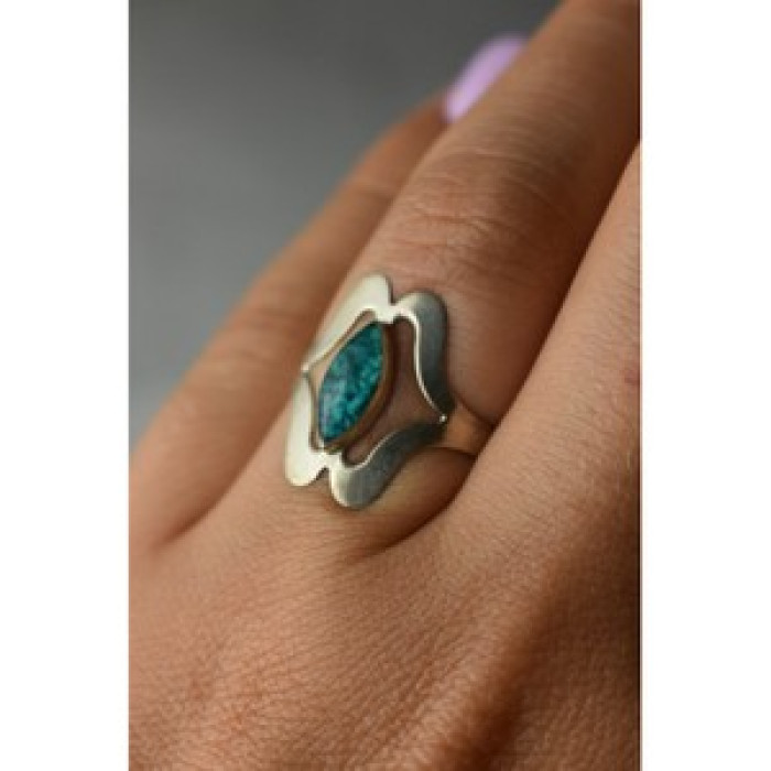 925 Sterling Silver Chinese Turquoise Ring Size 6.75 Mexico