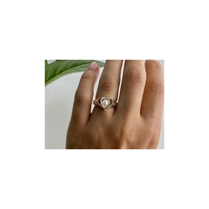 925 Sterling Silver Pearl Ring Size 6.5