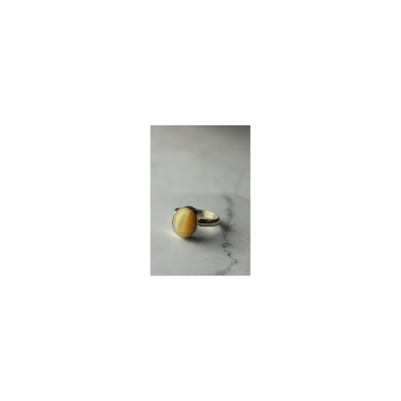 925 Sterling Silver Amber Ring Size 8.5